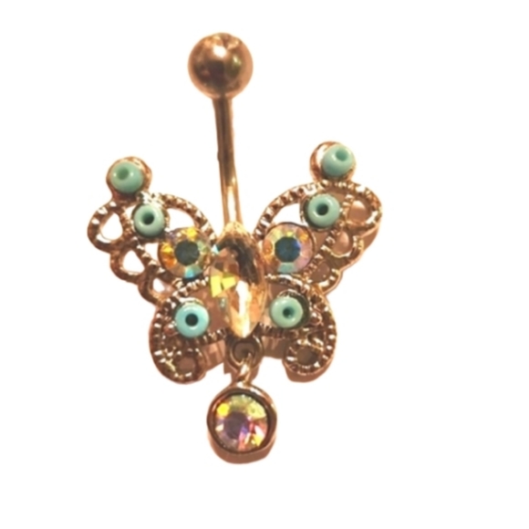 Butterfly dangle belly banana ring. - Picture 1 of 3